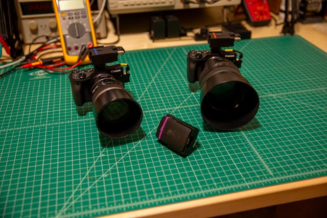 Two Canon EOS M3 cameras with Tentacle Sync E