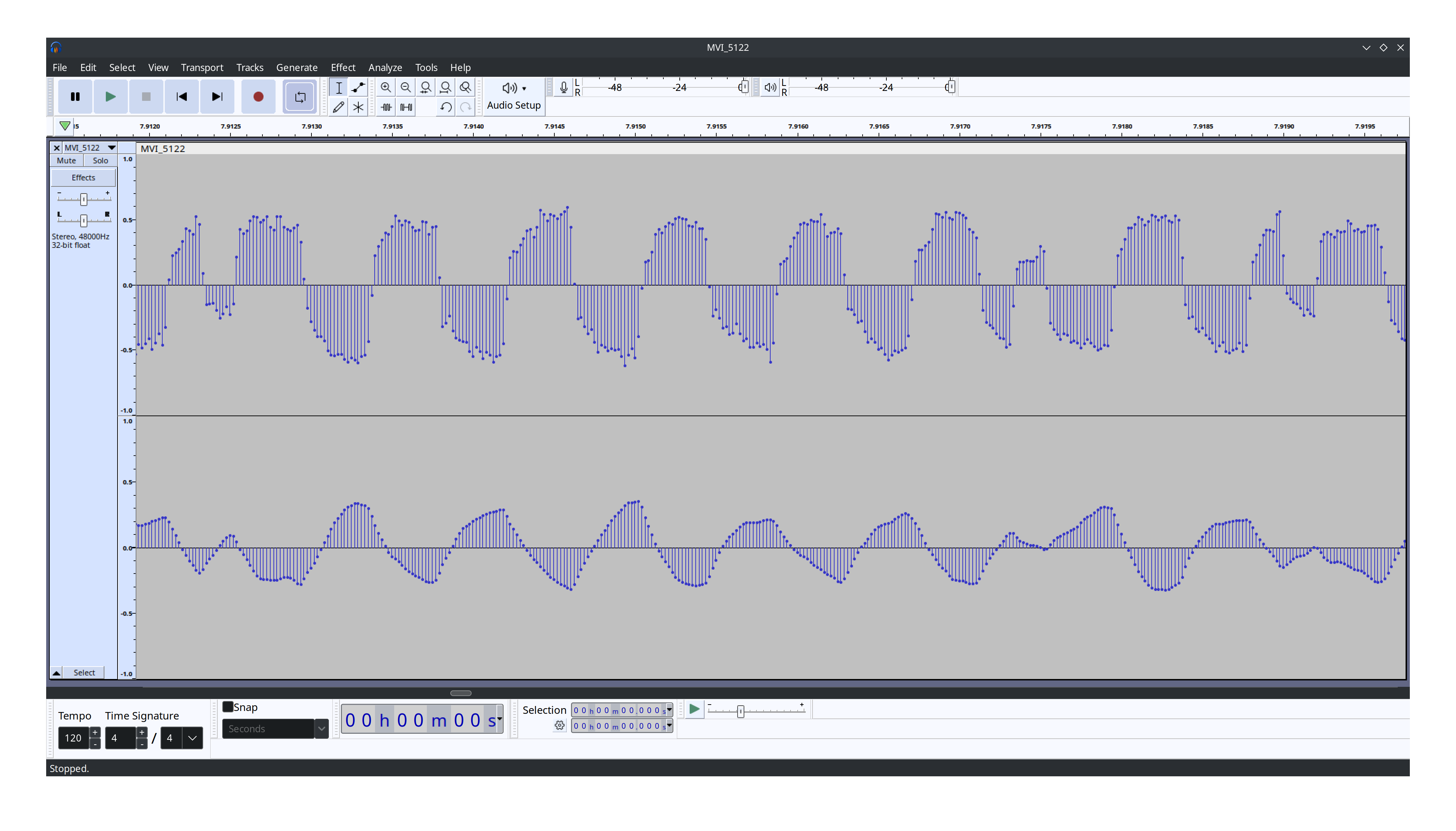 Tentacle Sync E output waveform recorded by Canon EOS M3